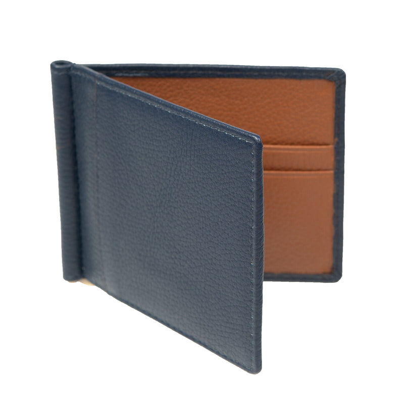 Load image into Gallery viewer, Dents Mens Pebble Grain Leather Bifold Wallet with Money Clip and RFID Blocking in Navy/Cognac-2