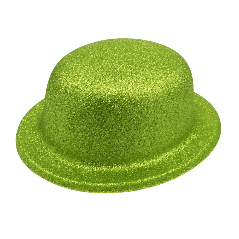 Load image into Gallery viewer, 24x GLITTER BOWLER HAT Fancy Party Plastic Costume Cap Fun Dress Up Sparkle BULK - Lime Green-2