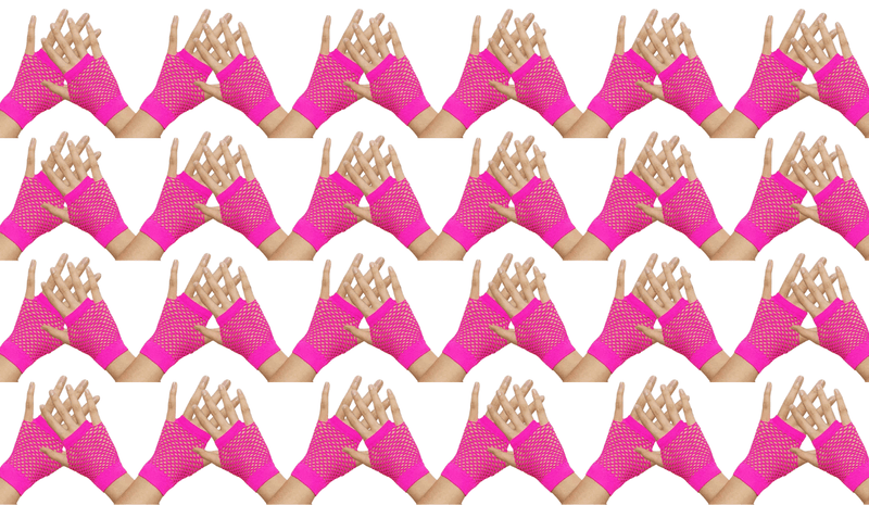Load image into Gallery viewer, 24 Pair Fishnet Gloves Fingerless Wrist Length 70s 80s Costume Party - Hot Pink-1