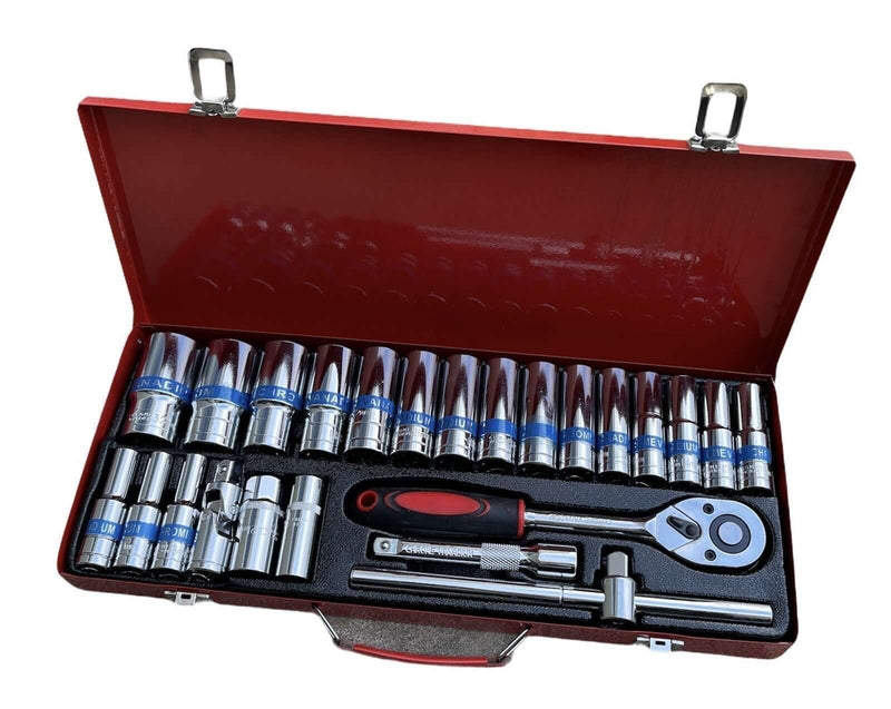 Load image into Gallery viewer, 24 Piece Ratchet Socket Wrench Set Screwdriver Bits Extension Hex Chrome Vanadium-1