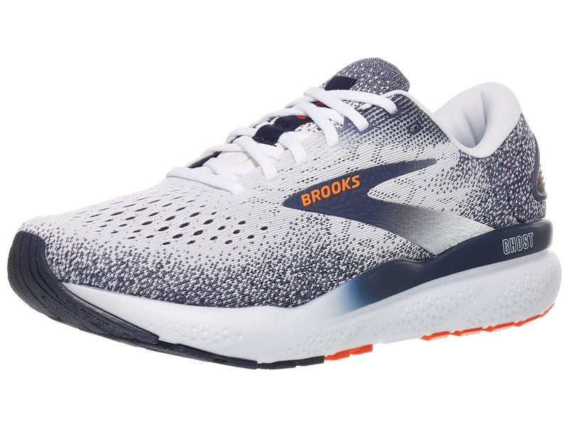 Load image into Gallery viewer, Mens Brooks Ghost 16 Running Shoes in White/Peacoat/Orange – Size 8.5