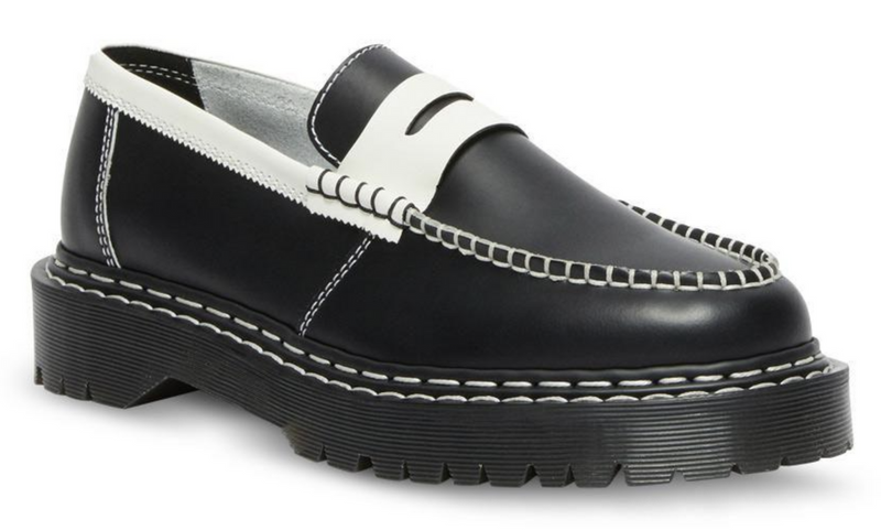 Load image into Gallery viewer, Dr. Martens Womens Penton Bex Leather Loafer - Black With White Edge/White-3