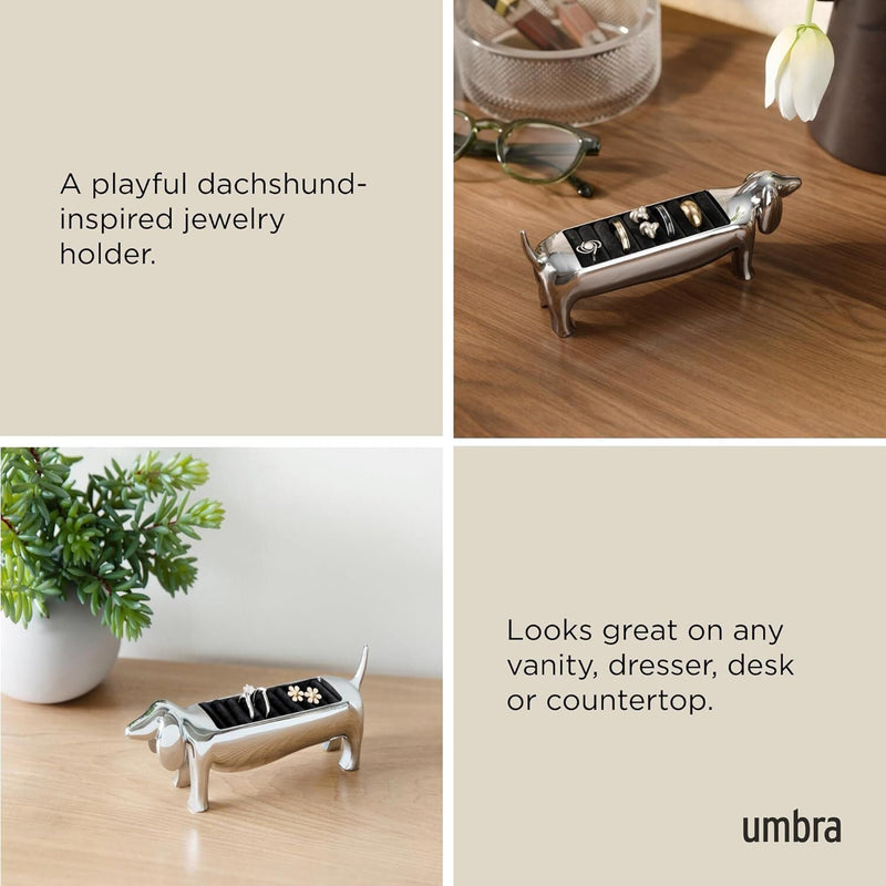 Load image into Gallery viewer, Umbra Dachsie Dog Ring Jewelry Holder Gift for Weiner Doxie Lover (14x4x6cm) in Chrome-4