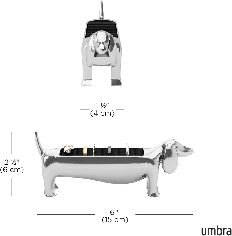 Load image into Gallery viewer, Umbra Dachsie Dog Ring Jewelry Holder Gift for Weiner Doxie Lover (14x4x6cm) in Chrome-3