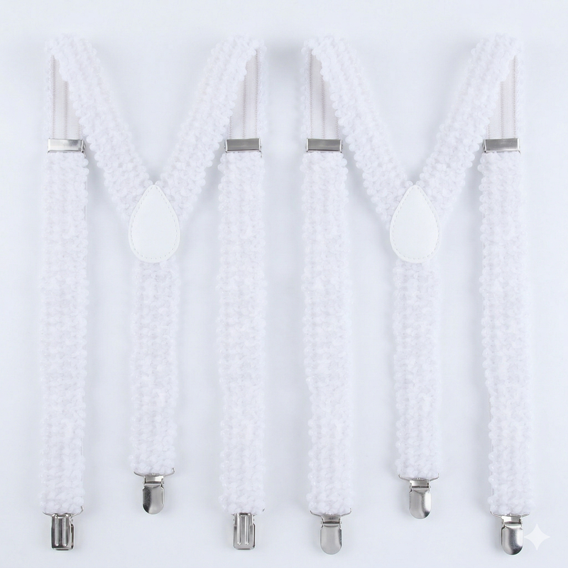 Load image into Gallery viewer, 2x Mens Suspenders Braces Adjustable Strong Clip On Elastic Formal Wedding Slim - White (Sequin)-0