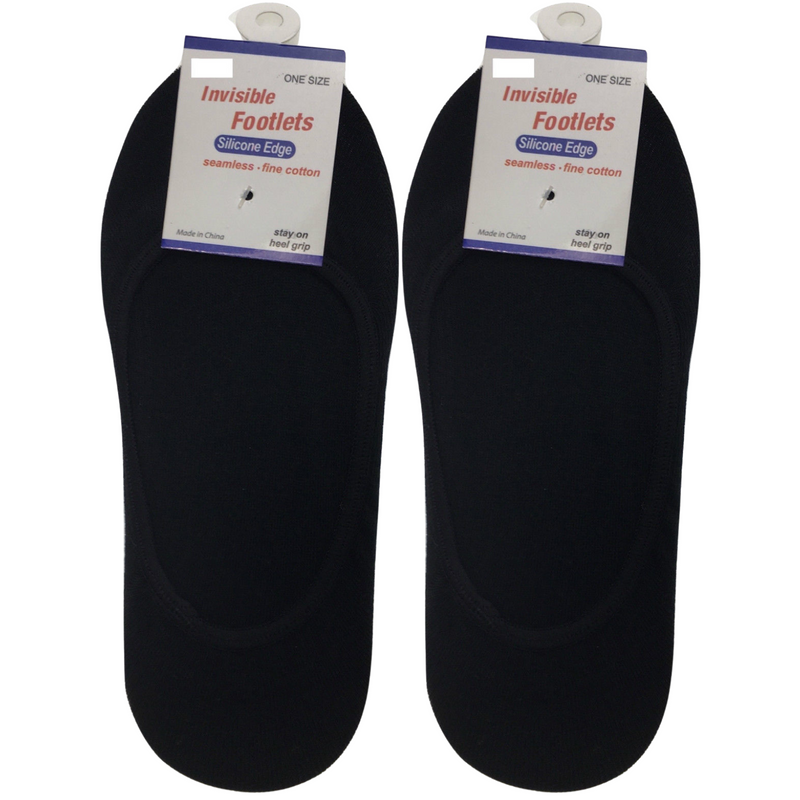 Load image into Gallery viewer, 2x NO SHOW COTTON SOCKS Non Slip Heel Grip Low Cut Invisible Footlet Seamless - Black-1