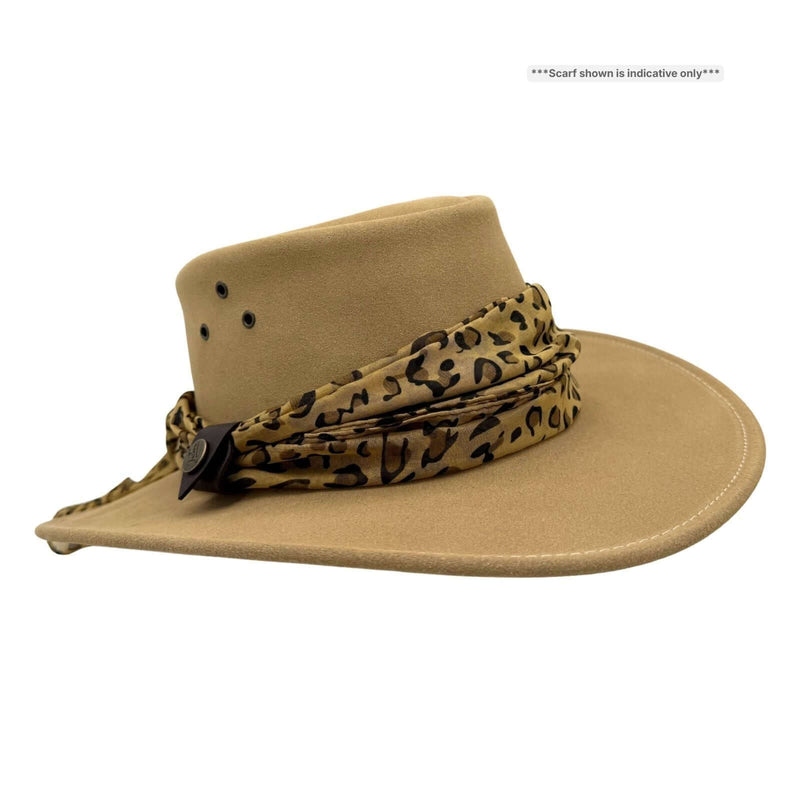 Load image into Gallery viewer, Jacaru 1020 Jillaroo Hat – Suede & Chiffon Scarf | UPF 50+