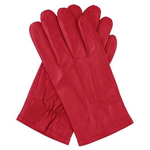 Load image into Gallery viewer, Dents Mens Genuine Full Grain Leather Gloves 3 Point Stitch Fleece Lined Warm Winter - Red