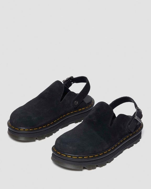 Load image into Gallery viewer, Dr Martens Zebzag Platform Mule Suede Unisex Slingback Sandals - Black