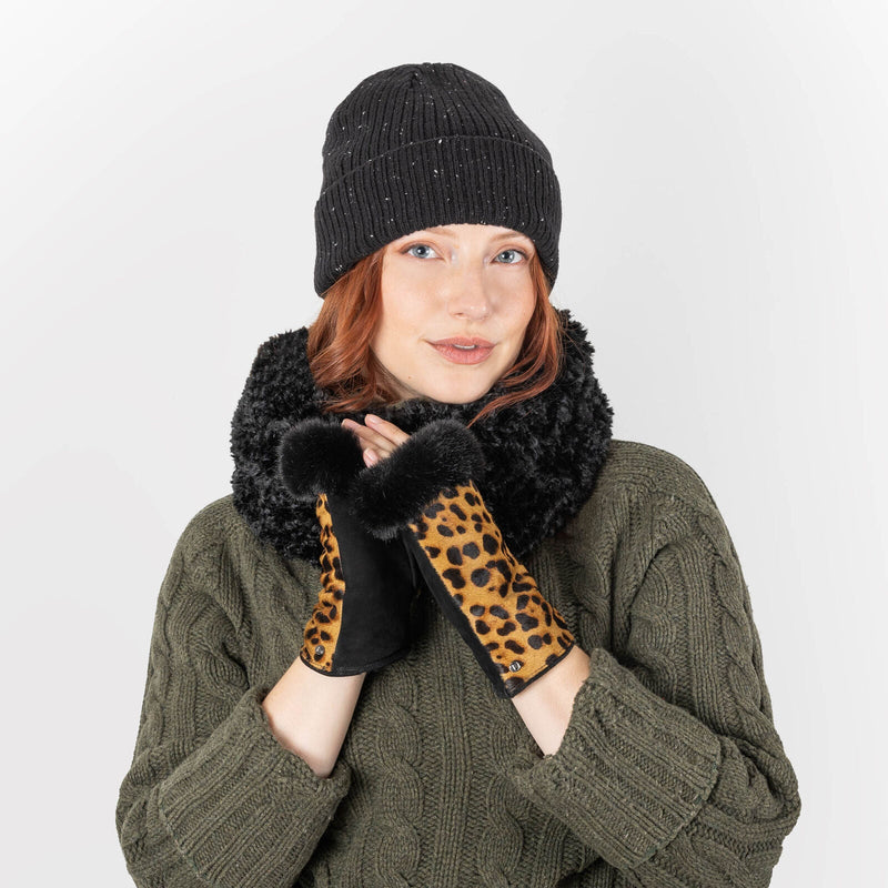 Load image into Gallery viewer, Dents Womens Ribbed Knit Wool Blend Beanie Hat with Marl Yarn in Black-2