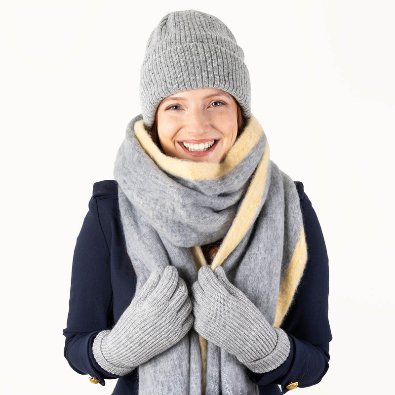 Load image into Gallery viewer, Dents Womens Ribbed Knit Wool Blend Beanie Hat with Marl Yarn in Dove Grey-2