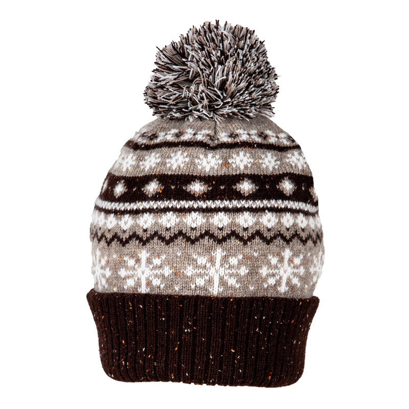 Load image into Gallery viewer, Dents Womens Jacquard Warm Wool Blend Beanie Hat with Pom Pom in Oatmeal-1