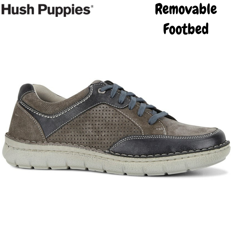 Load image into Gallery viewer, Hush Puppies Mens Casual Shoes Lace Up Comfort EE Wide Fit Everyday - Grey-1