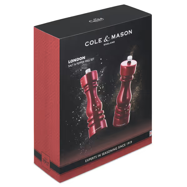Load image into Gallery viewer, Cole & Mason London Salt & Pepper Shakers Mills Red Gloss Gift Set - 18cm-3