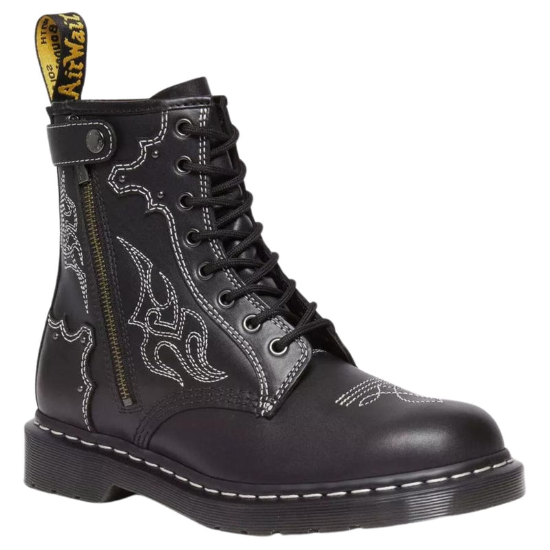 Load image into Gallery viewer, Dr. Martens 1460 Gothic Americana Leather Lace up 8 Eye Boots Wanama - Black-0