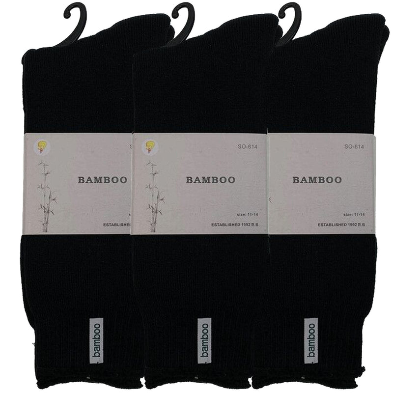 Load image into Gallery viewer, 3 Pairs PREMIUM BAMBOO SOCKS Mens Heavy Duty Thick Work Socks BULK Cushion - Black-5