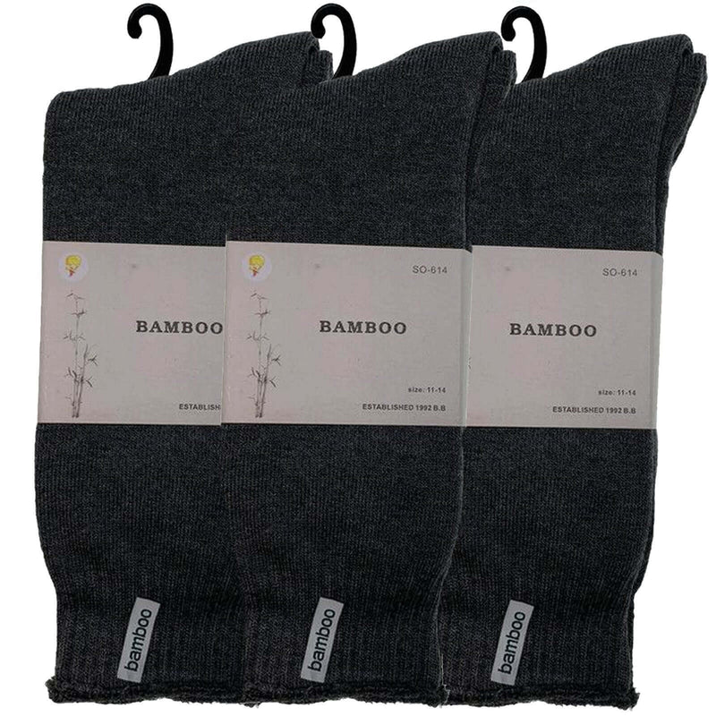 Load image into Gallery viewer, 3 Pairs PREMIUM BAMBOO SOCKS Mens Heavy Duty Thick Work Socks BULK Cushion - Charcoal Grey-4