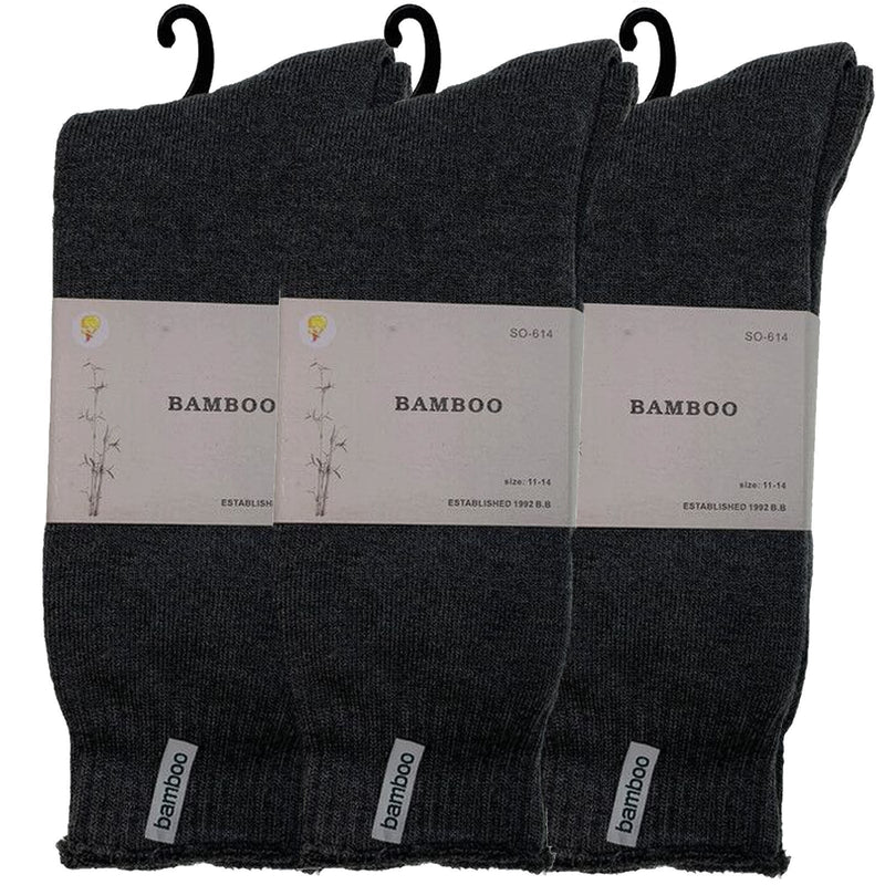 Load image into Gallery viewer, 3 Pairs PREMIUM BAMBOO SOCKS Mens Heavy Duty Thick Work Socks BULK Cushion - Charcoal Grey-3
