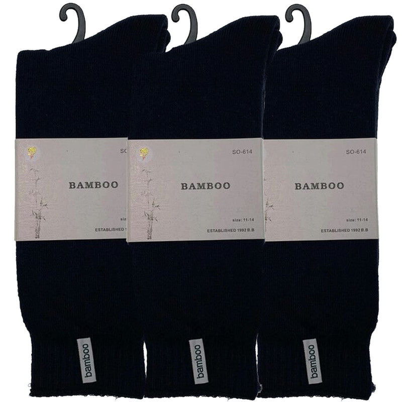 Load image into Gallery viewer, 3 Pairs PREMIUM BAMBOO SOCKS Mens Heavy Duty Thick Work Socks BULK Cushion - Navy Blue-1