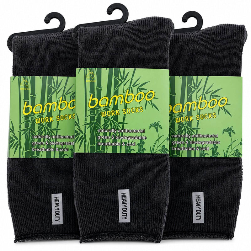 Load image into Gallery viewer, 3 Pairs Mens Bamboo Rich Work Socks Thick Cushioned Anti Odour - Charcoal Grey-0