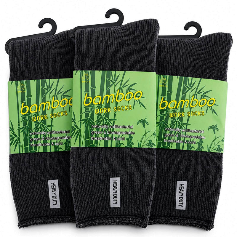 Load image into Gallery viewer, 3 Pairs Mens Bamboo Rich Work Socks Thick Cushioned Anti Odour - Charcoal Grey-2