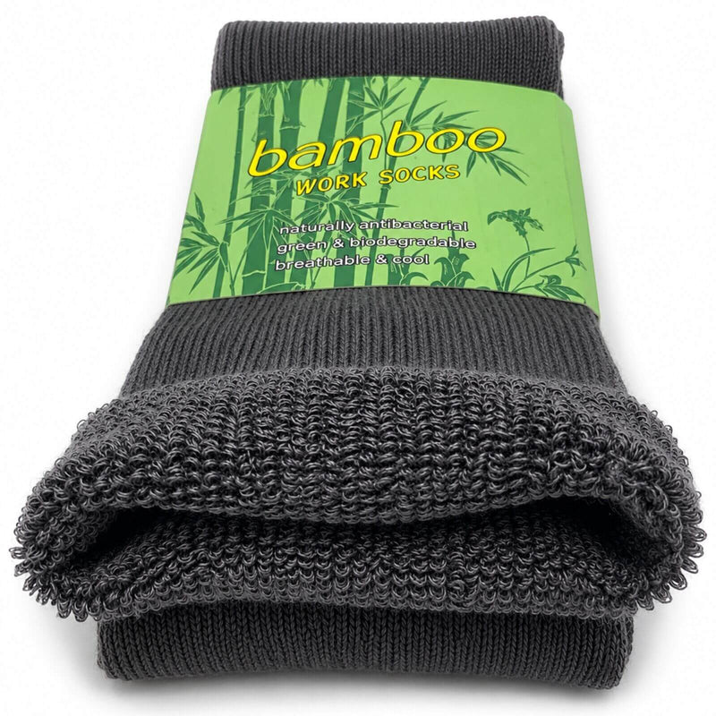 Load image into Gallery viewer, 3 Pairs Mens Bamboo Rich Work Socks Thick Cushioned Anti Odour - Charcoal Grey-4