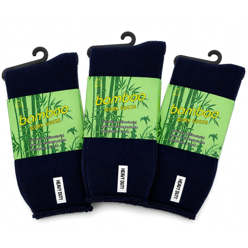 Load image into Gallery viewer, 3 Pairs Mens Bamboo Rich Work Socks Thick Cushioned Anti Odour - Navy Blue-2