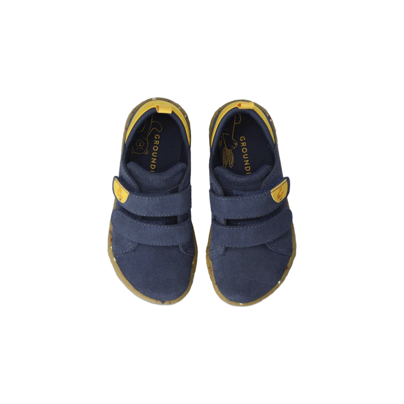 Load image into Gallery viewer, Groundies Malmö Kids' Barefoot Sneakers – Navy/Yellow