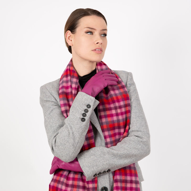 Load image into Gallery viewer, Dents Heritage Plaid Check Cashmere Scarf with Tassels and Gift Box in Scarlet Red-2