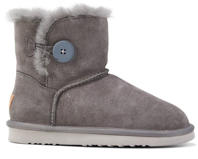 Load image into Gallery viewer, Grosby Womens Button UGG Boots Sheepskin Water Resistant Ankle Shoes Slippers - Dark Grey-1
