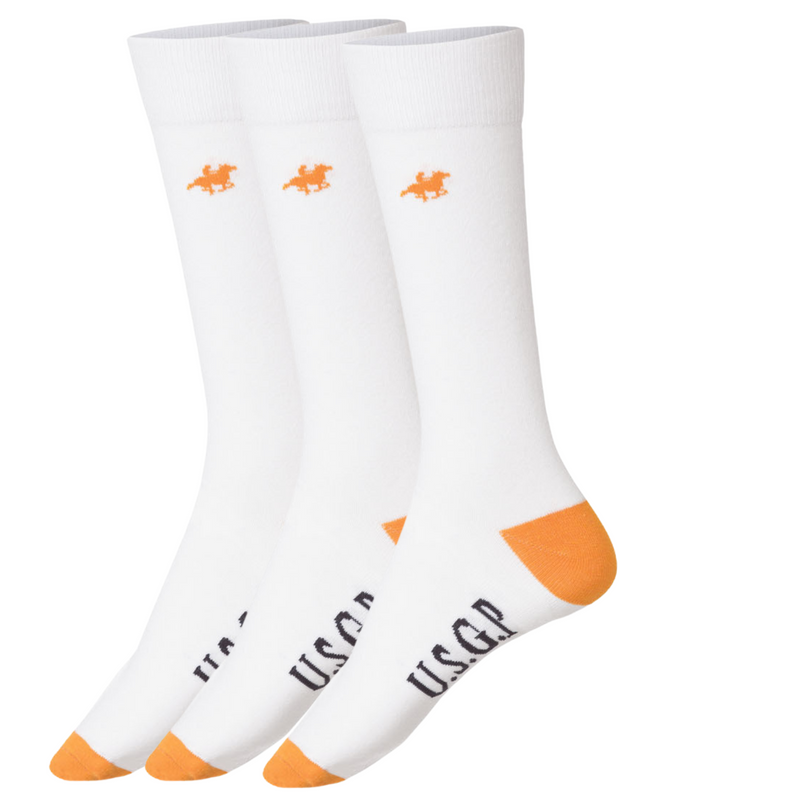 Load image into Gallery viewer, Livergy Mens Crew Socks - White/Orange- 1 Pack of 3-0