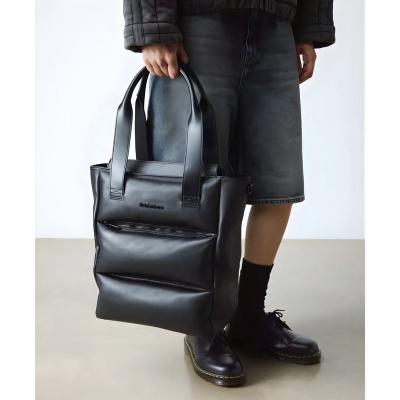 Load image into Gallery viewer, Dr. Martens Padded Leather Tote Bag Crossbody Strap Zip Closure in Black Sendal-2