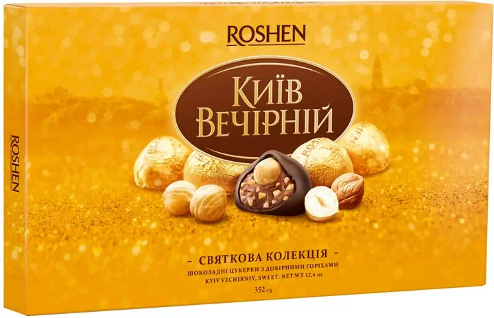 Load image into Gallery viewer, ROSHEN 352g Box of Kyiv Vechirny Chocolate Pralines Tsukerki - Product of Ukraine-1