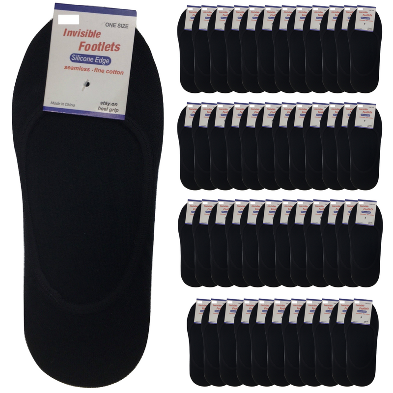 Load image into Gallery viewer, 48x NO SHOW COTTON SOCKS Non Slip Heel Grip Low Cut Invisible Footlet Seamless - Charcoal-0