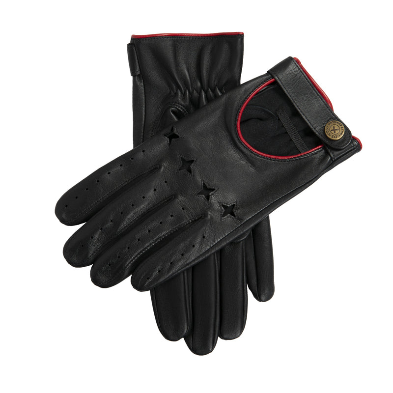 Load image into Gallery viewer, Dents Mens Suited Racer Touchscreen Leather Driving Gloves w/ Wristwatch Cut-Out-0