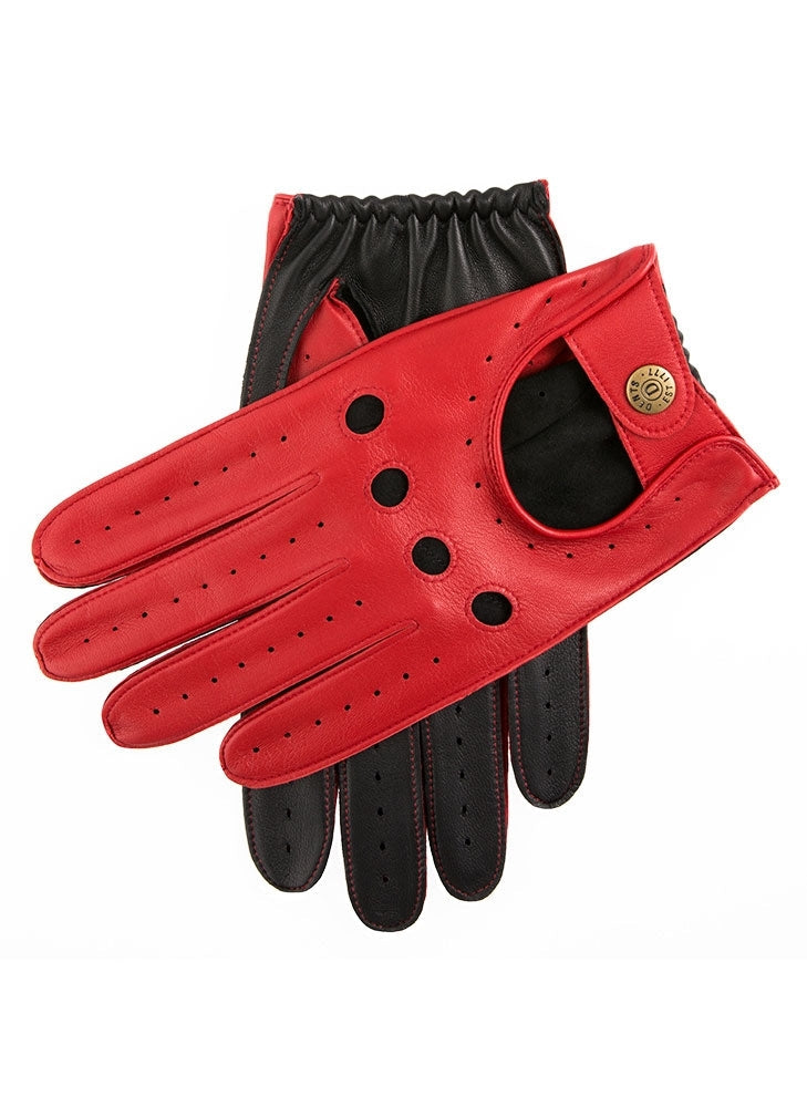 Load image into Gallery viewer, Dents Waverley Mens Leather Driving Gloves Luxury - Berry/Black-6