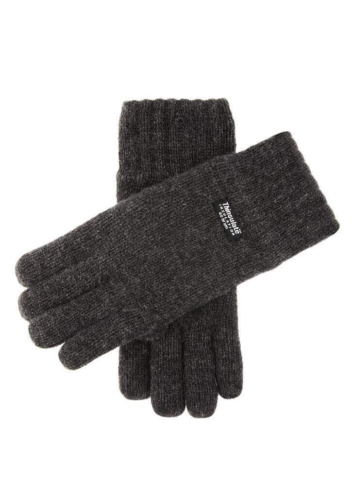 Load image into Gallery viewer, Dents 3M Thinsulate Wool Knit Gloves – Charcoal Rib Cuff Winter Gloves displayed on a white background.