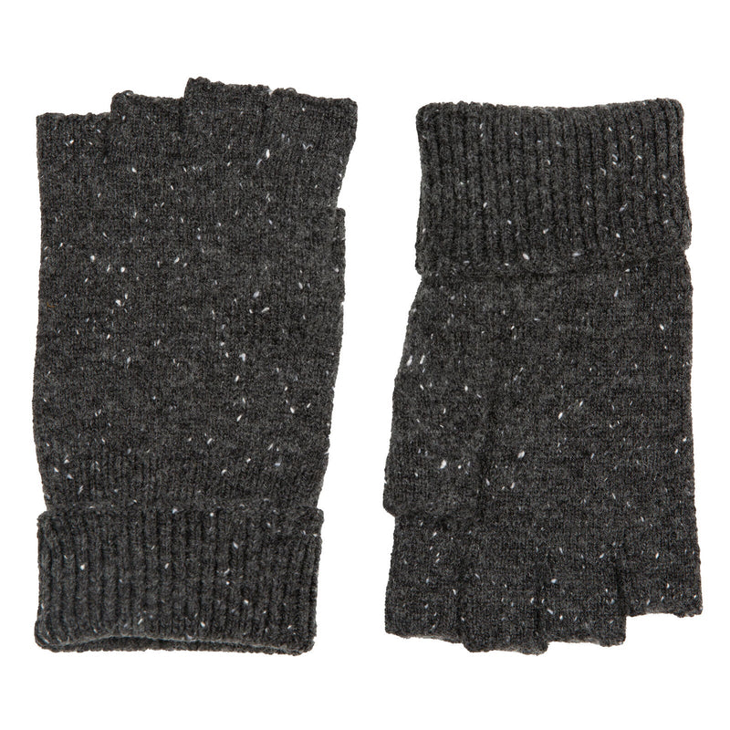 Load image into Gallery viewer, Dents Mens Fingerless Wool Blend Knitted Gloves w/ Marl Yarn in Charcoal-2