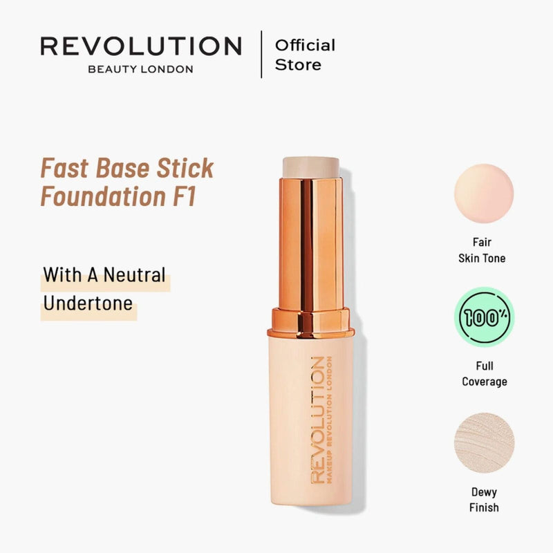 Load image into Gallery viewer, Revolution Fast Base Stick Cream Foundation 6.2g Face Makeup - F1 Full Coverage-4
