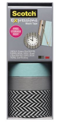 Load image into Gallery viewer, Scotch 3M Expressions Washi Tape 2 Rolls 15Mm X 10M 1 Roll 30Mm X 10M-0