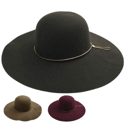 Load image into Gallery viewer, Wide Brim Felt Hat Floppy Vintage Fedora Bowler Cloche Ladies Fashion Cap