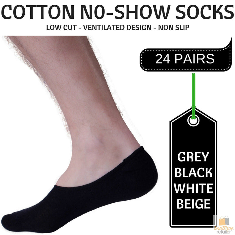 Load image into Gallery viewer, 24x NO SHOW COTTON SOCKS Non Slip Heel Grip Low Cut Invisible Footlet Seamless