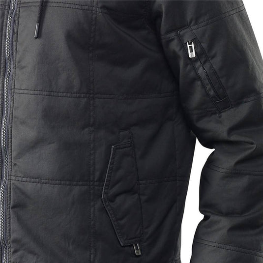 ELEVEN Mens Stormbreaker Quilted Twill Jacket w/ Hood - Black/Charcoal