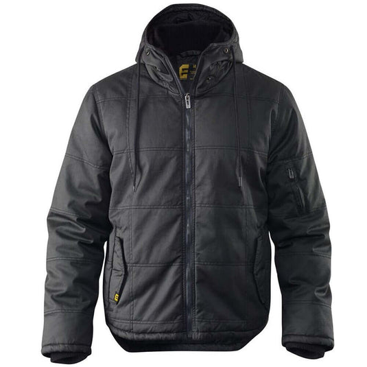 ELEVEN Mens Stormbreaker Quilted Twill Jacket w/ Hood - Black/Charcoal