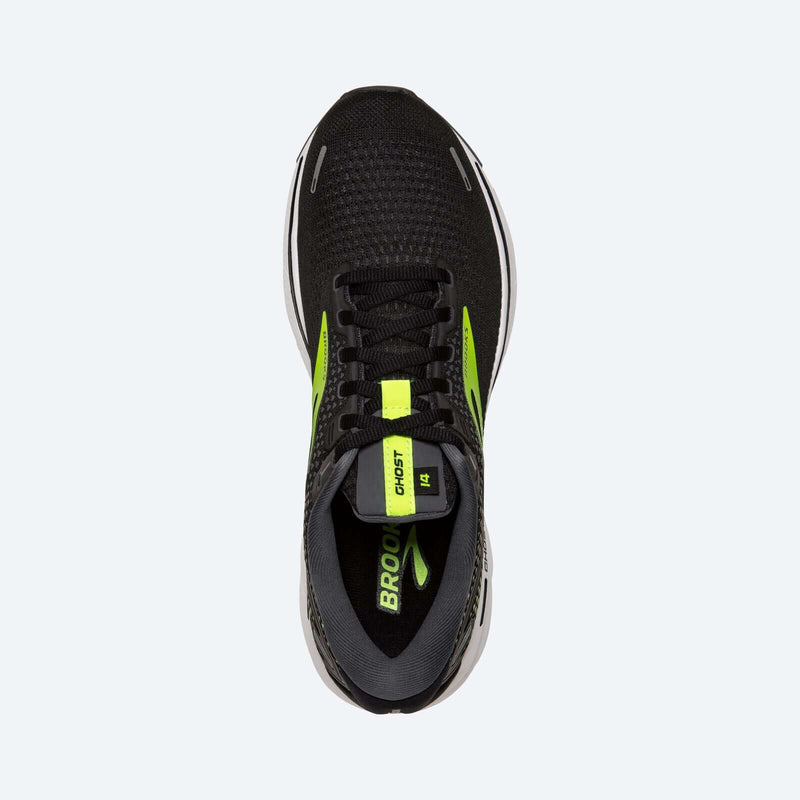 Load image into Gallery viewer, Brooks Mens Wide Ghost 14 Running Shoes - Black/Green
