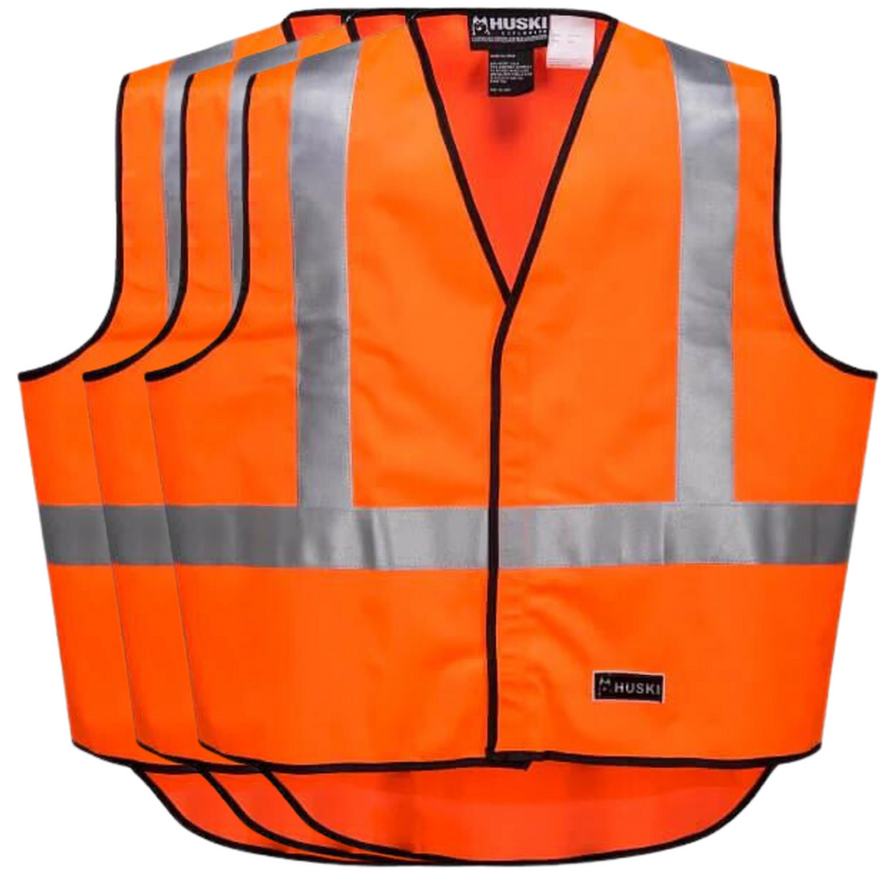 Load image into Gallery viewer, 3x HUSKI Hi Vis Patrol Vest 3M Tape Safety Workwear High Visibility Bulk - Orange