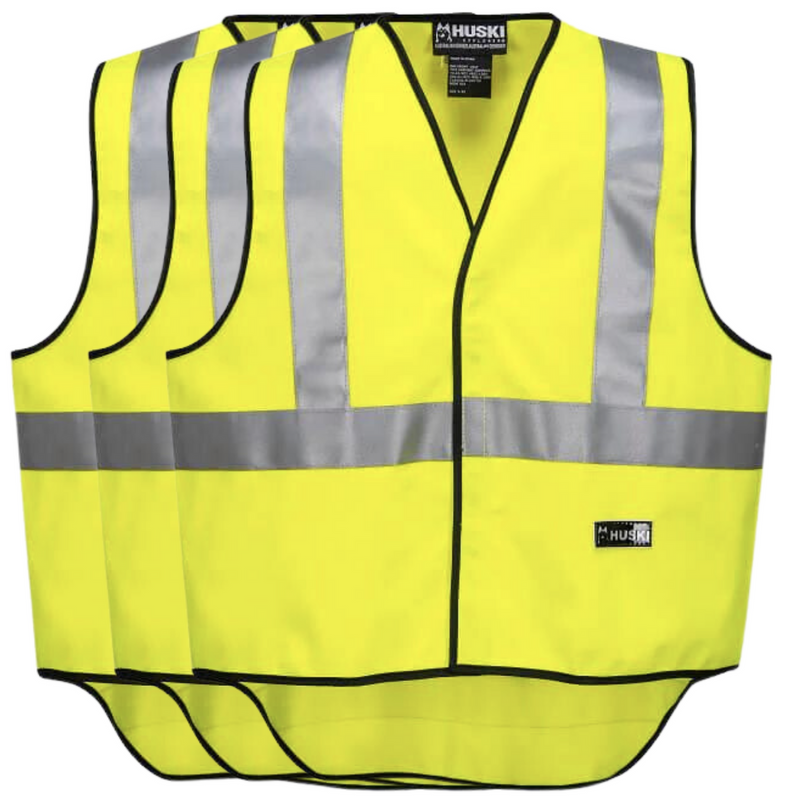 Load image into Gallery viewer, 3x HUSKI Hi Vis Patrol Vest 3M Tape Safety Workwear High Visibility Bulk - Yellow