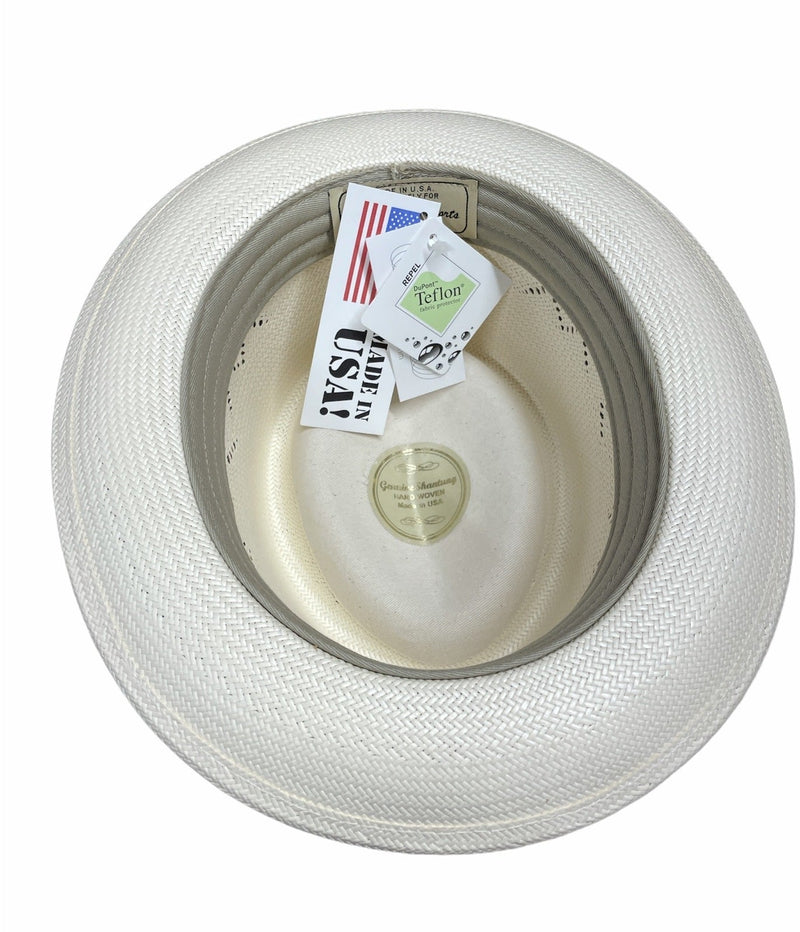 Load image into Gallery viewer, Hand Woven Fedora Trilby Pork Pie Hat Summer Breathable Waterproof - Natural