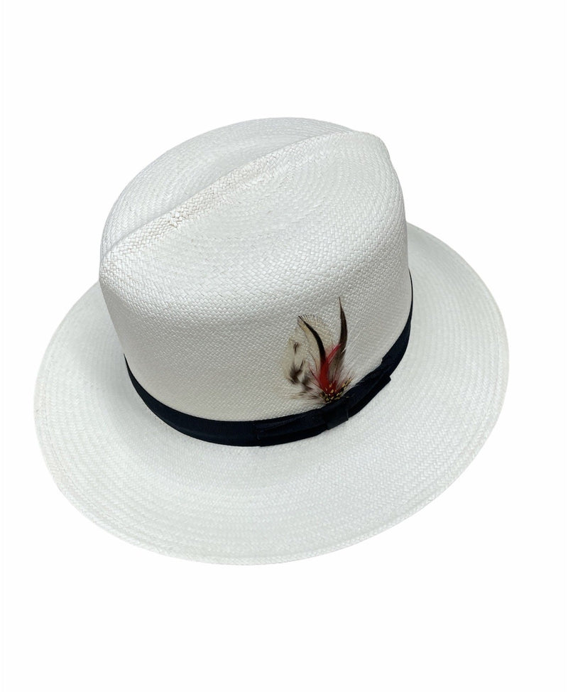 Load image into Gallery viewer, Hand Woven Grade 8 Panama Cooler Outback Hat Summer Breathable W/ Feather-Natural