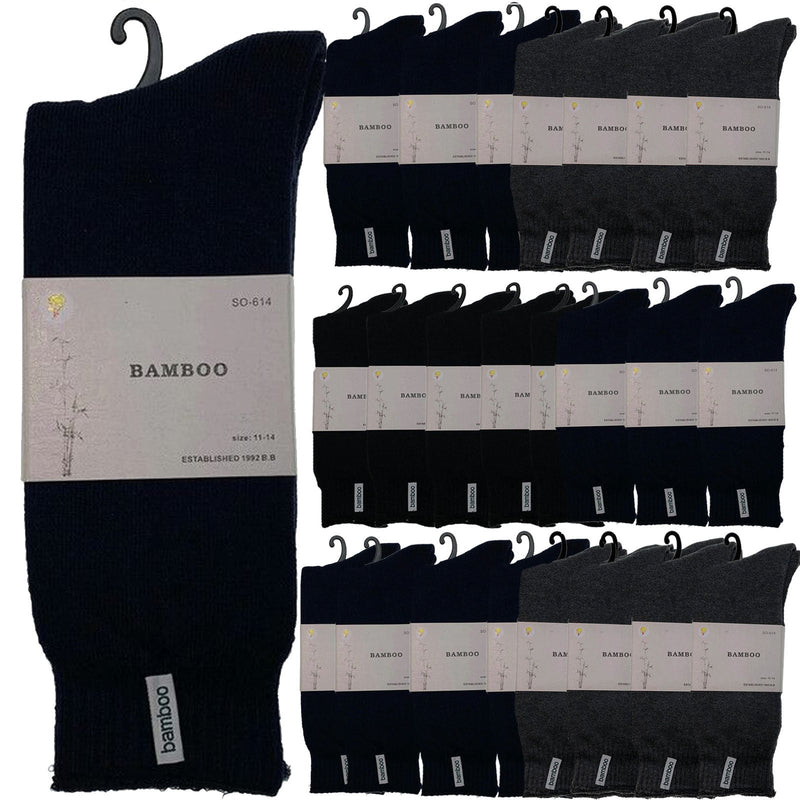 Load image into Gallery viewer, 24 Pairs PREMIUM BAMBOO SOCKS Mens Heavy Duty Thick Work Socks BULK Cushion